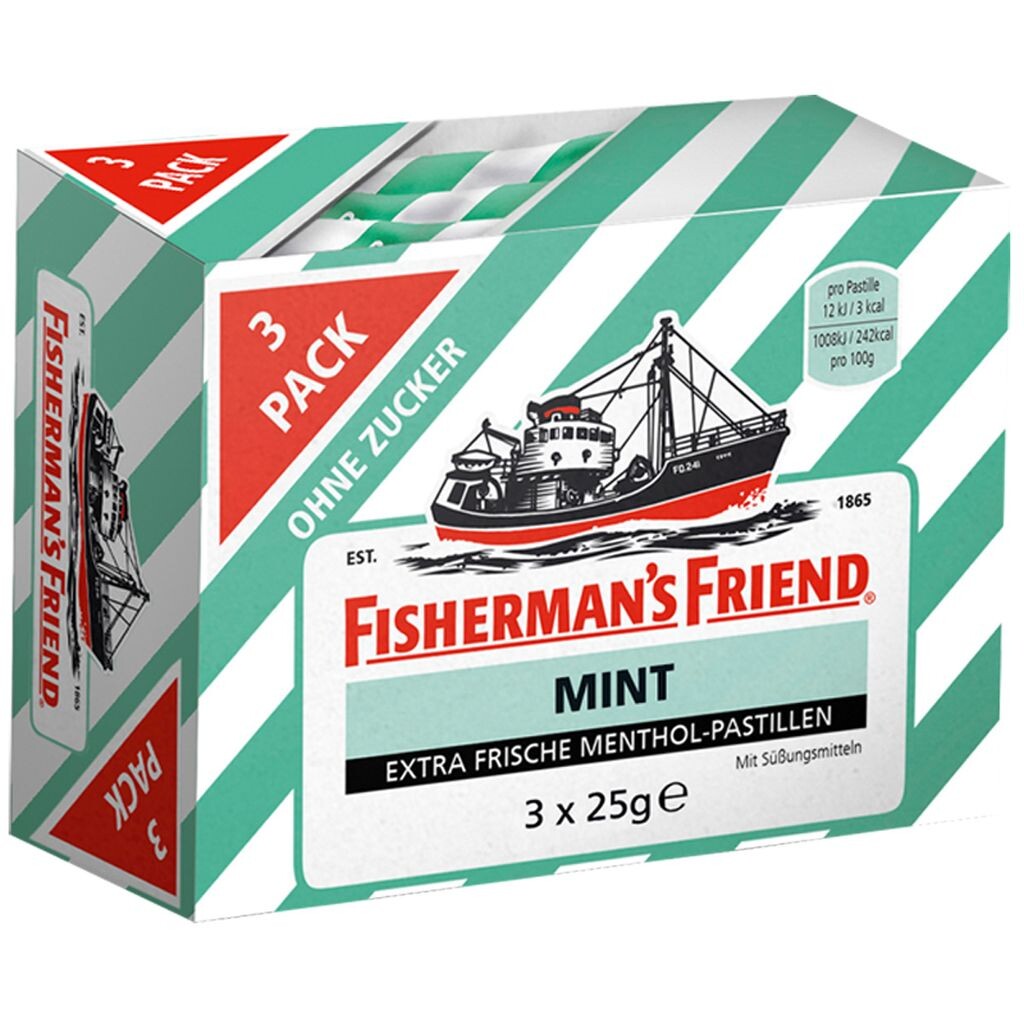 

Пастилки Fishermans Friend Mint с ментолом без сахара 3 пакетика 75г Cfp Brands