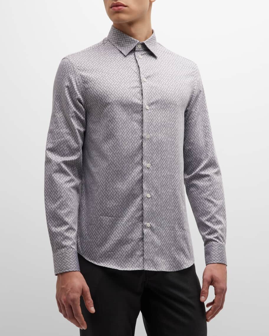 

Мужская жаккардовая спортивная рубашка Camicia с геометрическим рисунком Emporio Armani