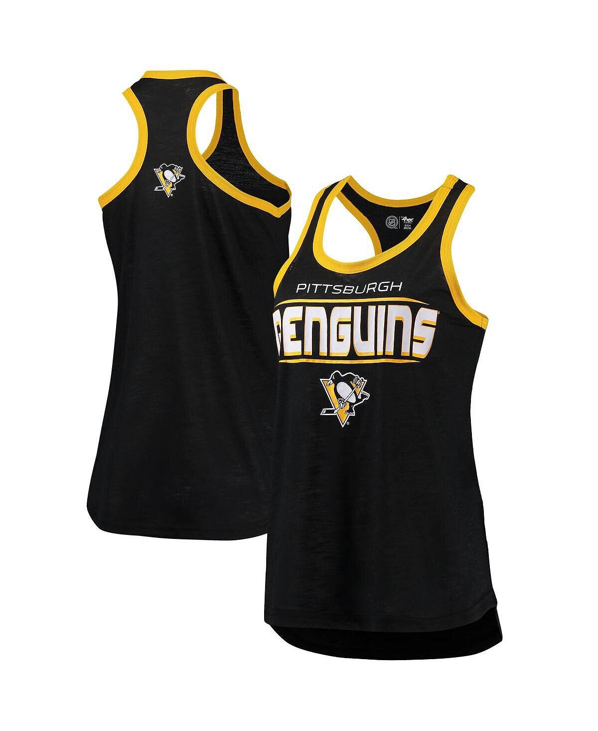 

Черная женская майка Pittsburgh Penguins Showdown Slub Racerback G-III Sports by Carl Banks, черный