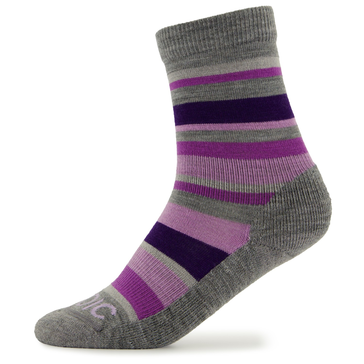 Походные носки Stoic Kid's Merino Trekking Crew Socks Stripes, цвет Grey/Purple