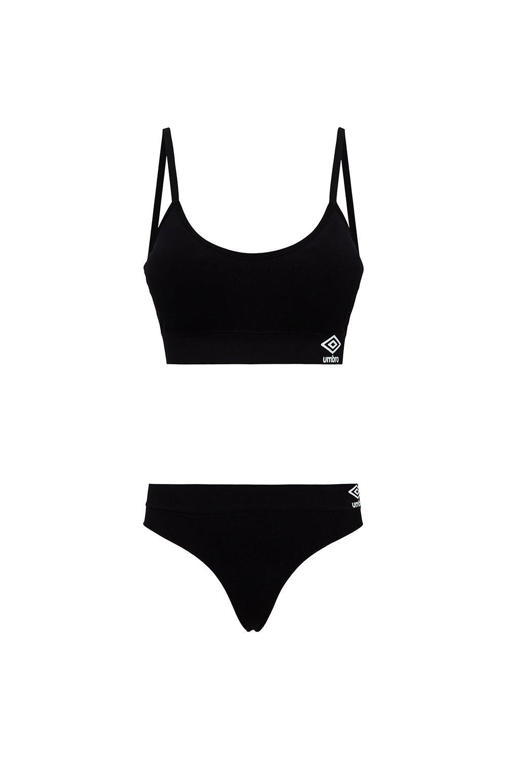 

Бесшовный комплект из бюстгальтера и стрингов Pernille Umbro, черный