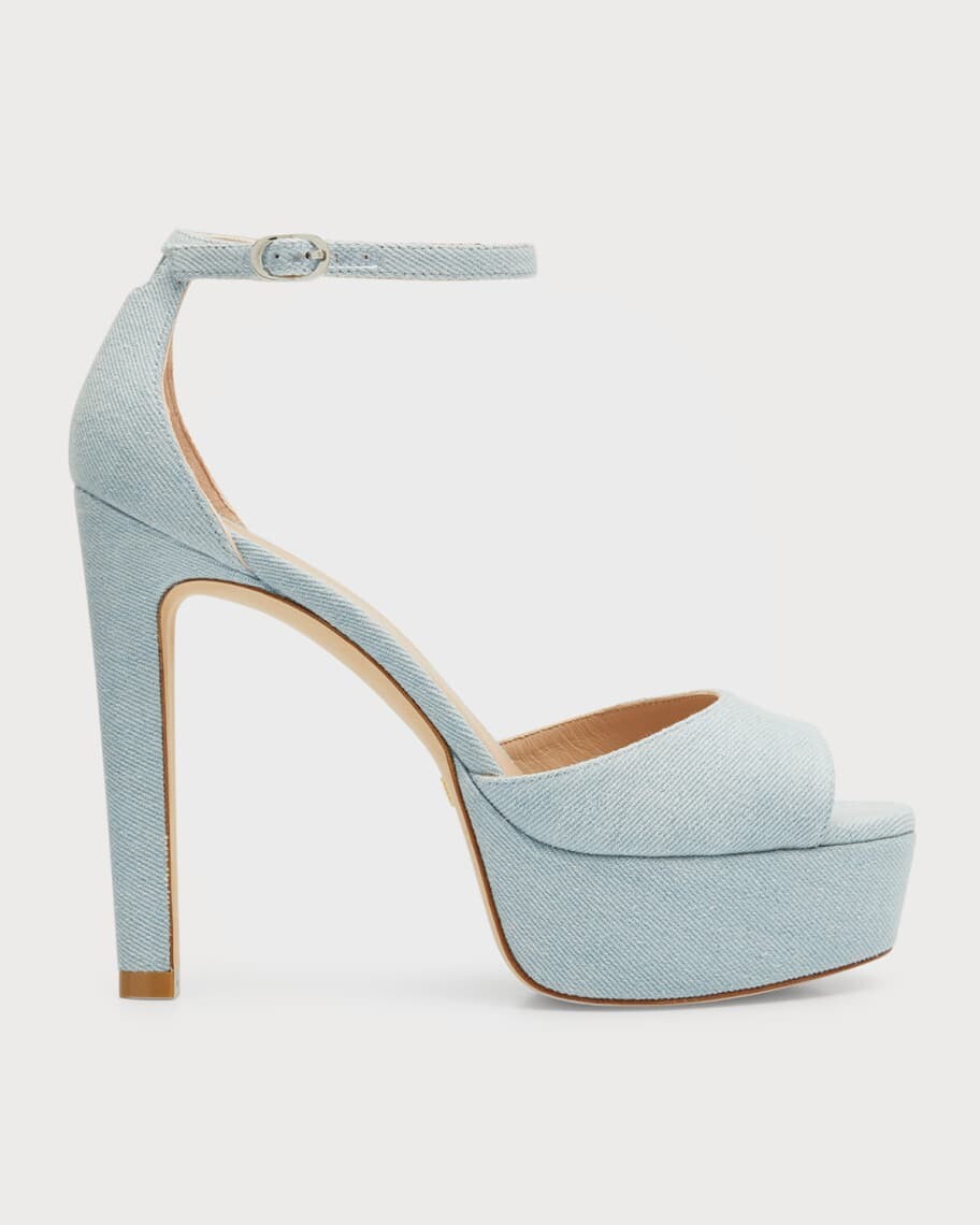 

Босоножки на платформе Disco Denim с ремешком на щиколотке Stuart Weitzman