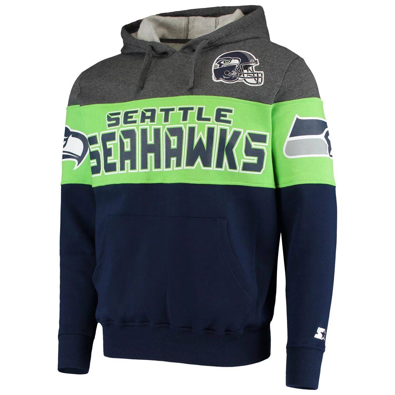 

Мужской серый/неоново-зеленый пуловер с капюшоном Seattle Seahawks Extreme Fireballer Starter
