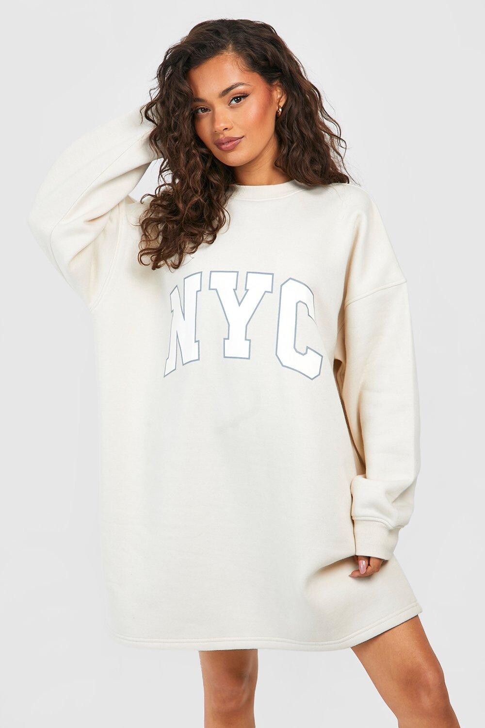

Объемное спортивное платье New York City boohoo, бежевый