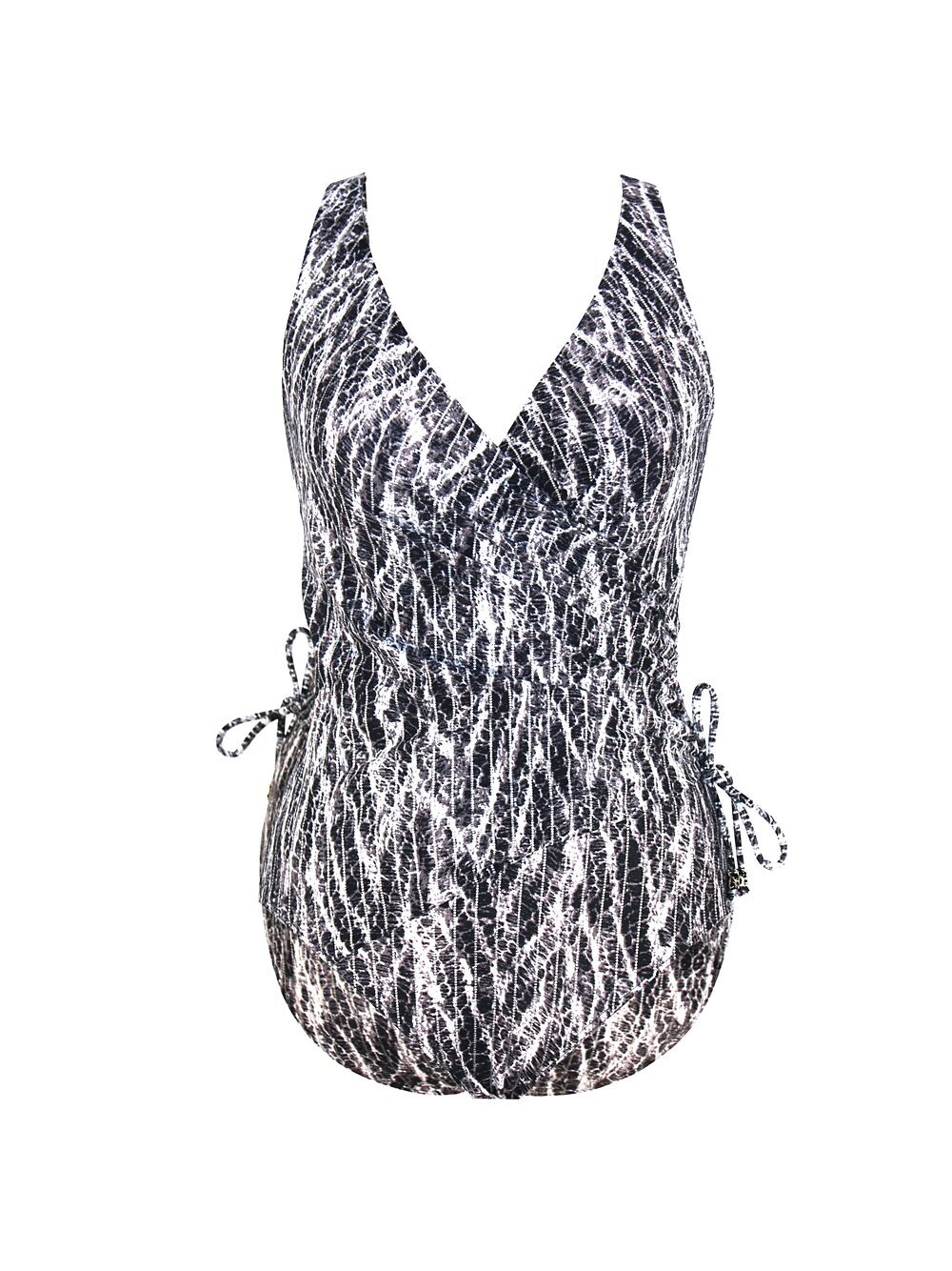 

Цельный купальник Chevron Python Eclat с запахом Miraclesuit Swim, серебряный, Серый