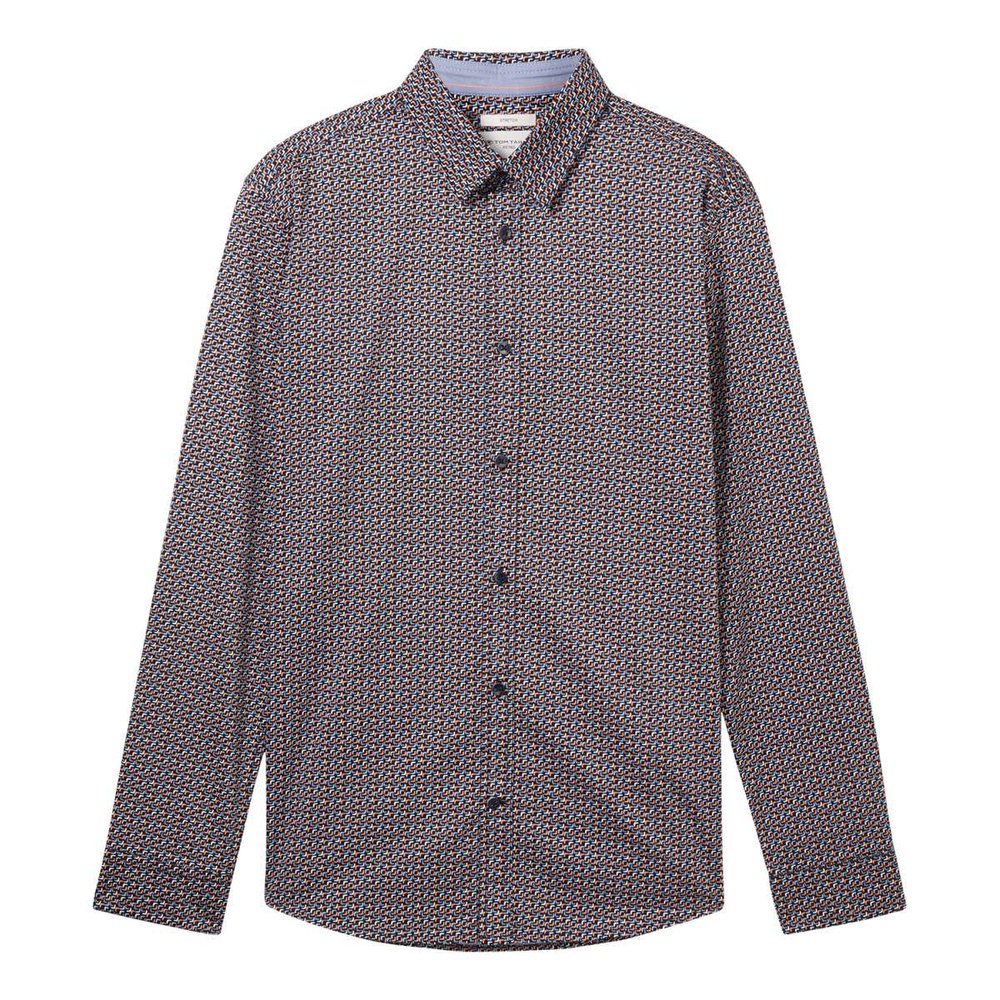 Рубашка Tom Tailor Fitted Printed Stretch, серый рубашка tom tailor denim fitted printed бежевый