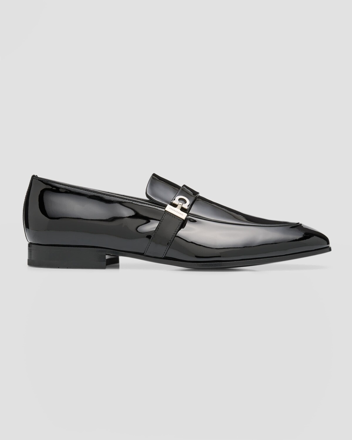 

Мужские лакированные лоферы Gancio Ferragamo, цвет Nero