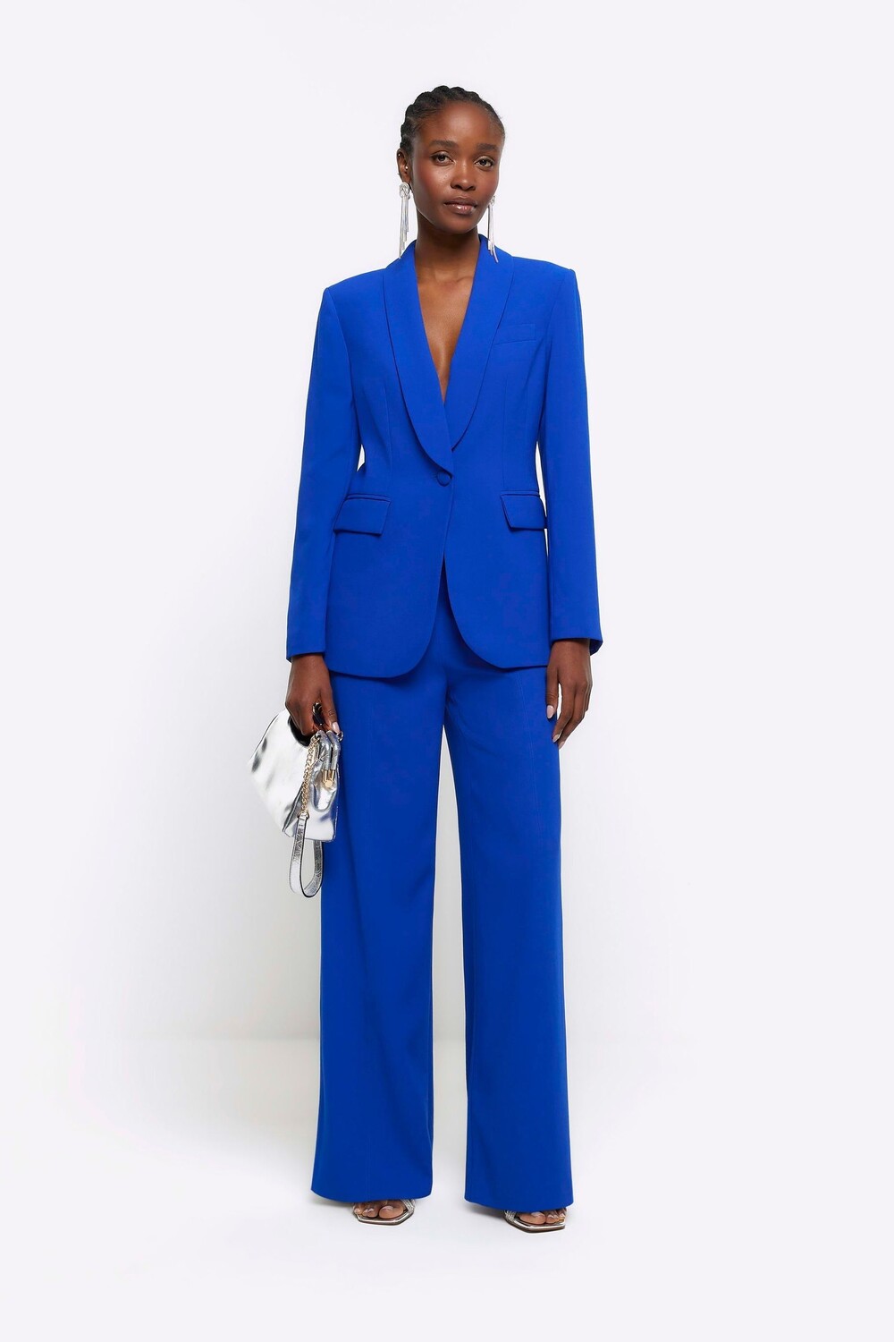 

Широкие брюки с тремя складками River Island, синий