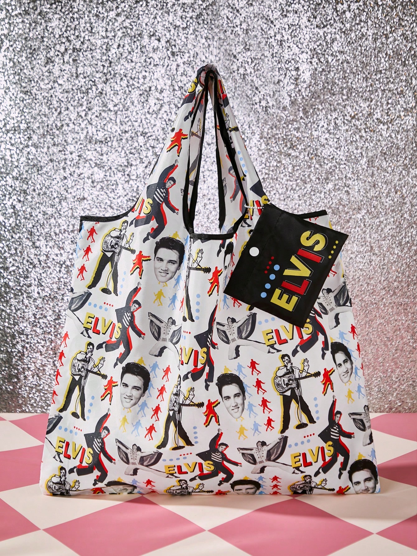 Складная портативная сумка для покупок SHEIN Elvis Presley Collaboration, многоцветный