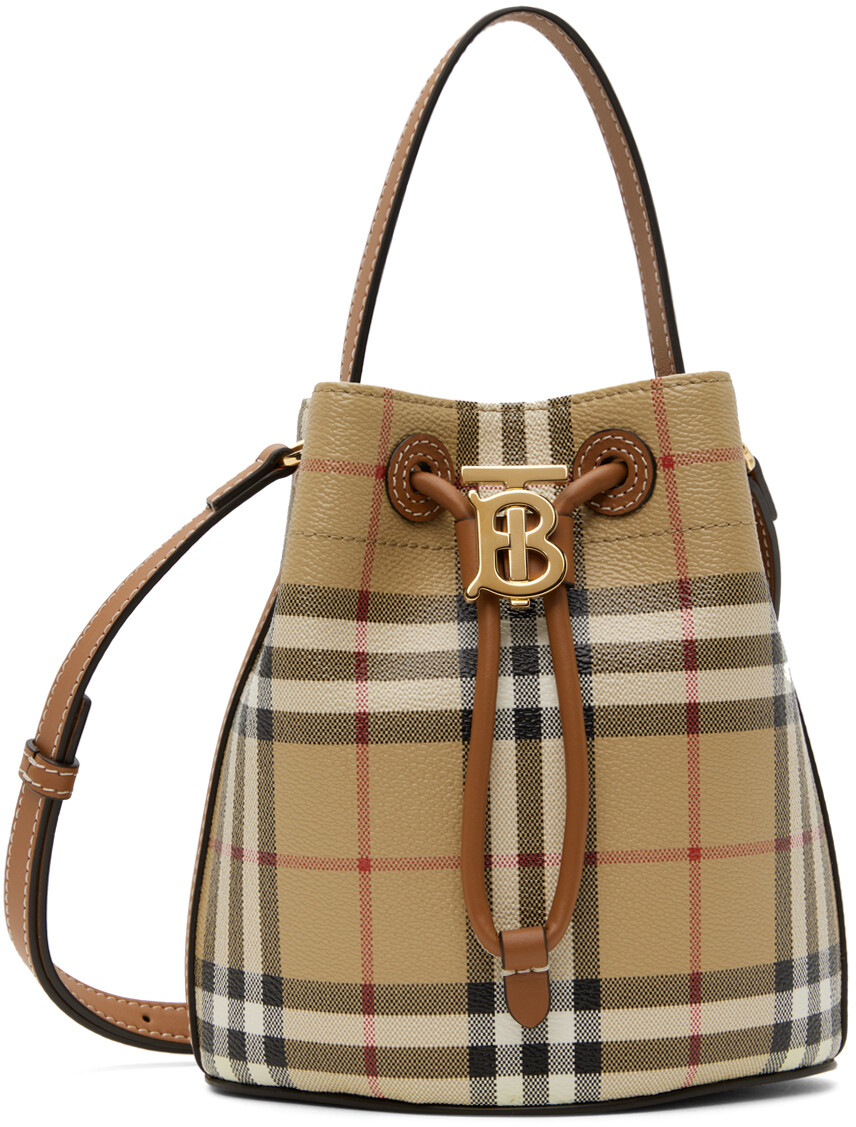

Бежевая сумка-мешок Mini TB Burberry