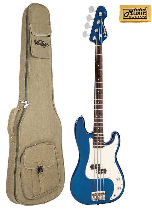 Басс гитара Vintage Guitars V4 Bass Guitar - Bayview Blue, V4BBL W/ Gig Bag