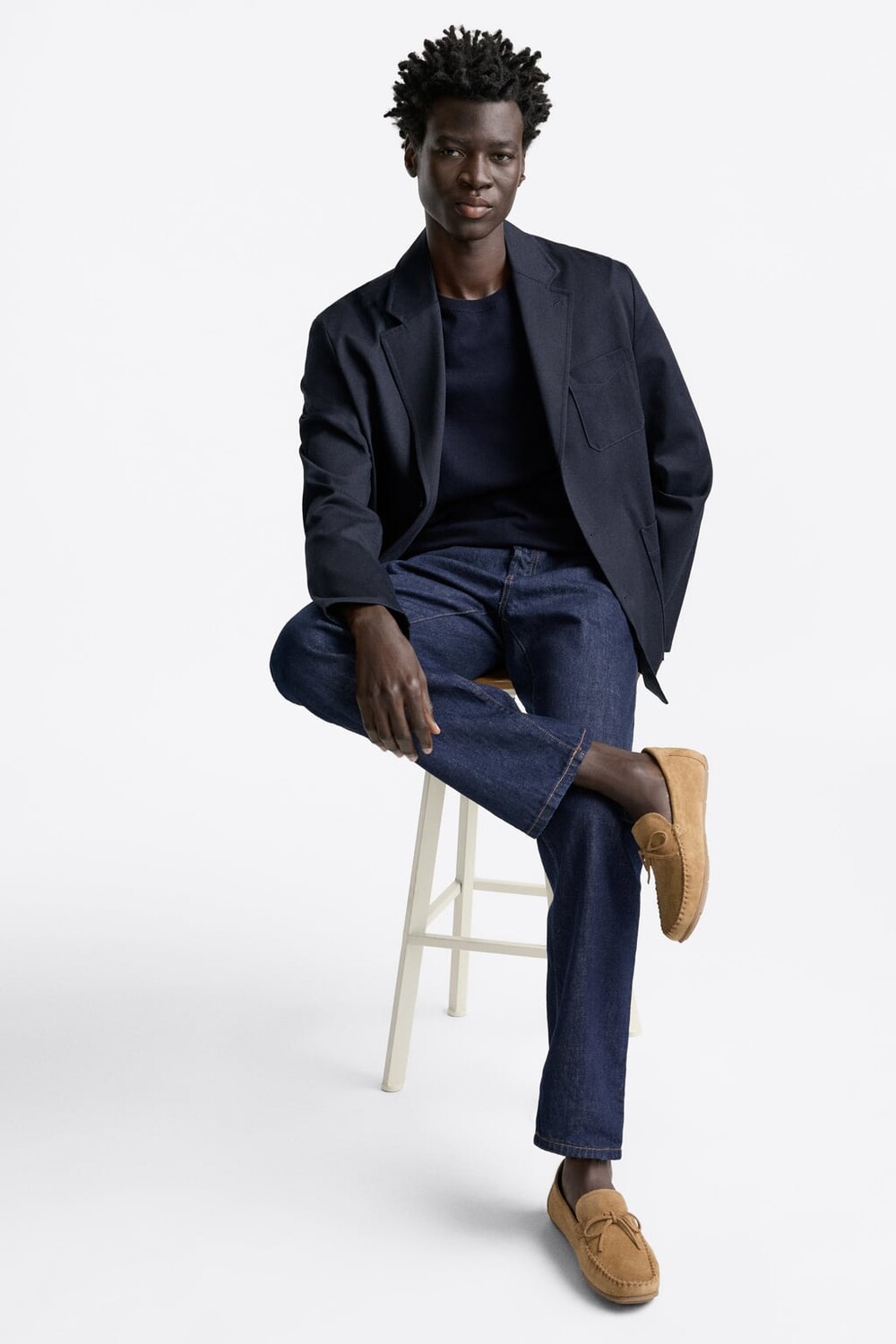 

Лоферы из замши с разделками ZARA, коричневый