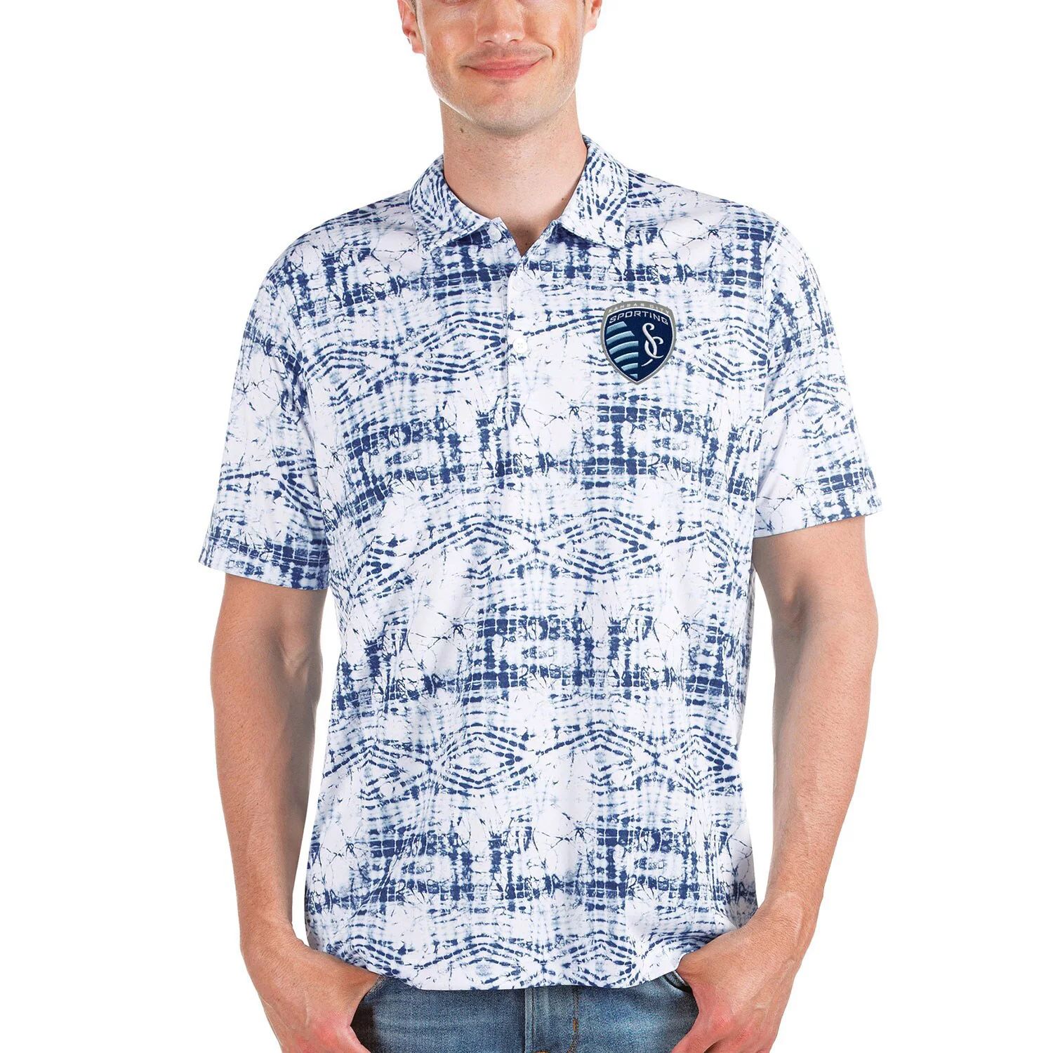 Мужская футболка-поло темно-синего цвета Sporting Kansas City Vivid Antigua