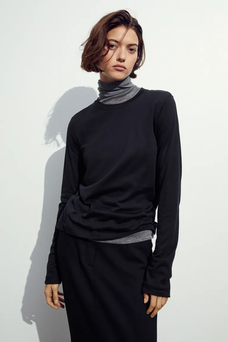 

Блузка из смесового шелка H&M, черный