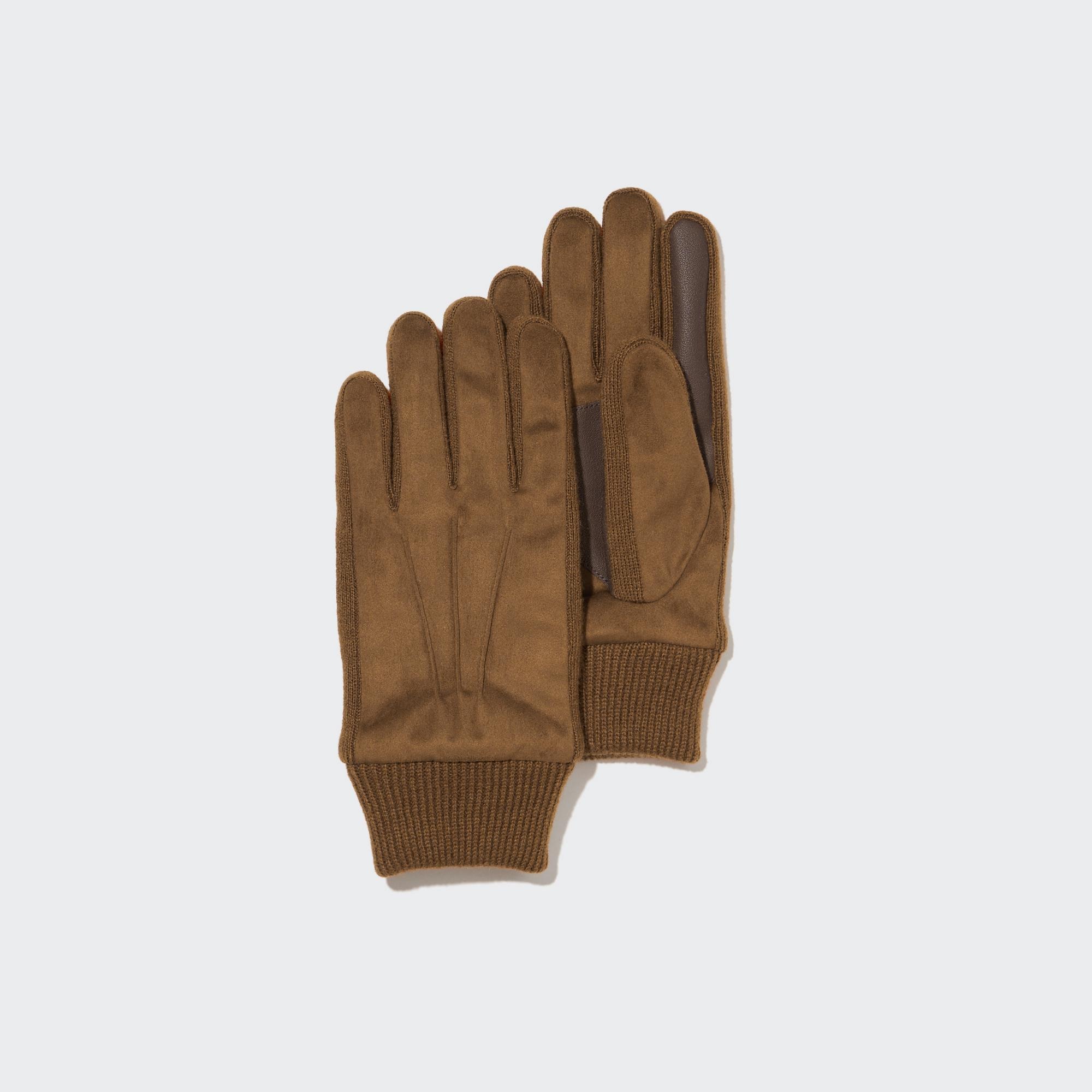 Перчатки на подкладке heattech UNIQLO, коричневый перчатки uniqlo heattech lined thermal gloves черный