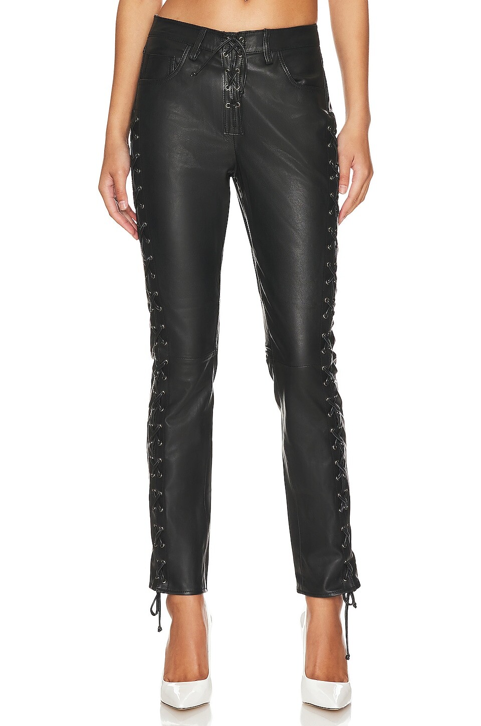 

Брюки One Teaspoon Blacklight Leather Lace Up, черный