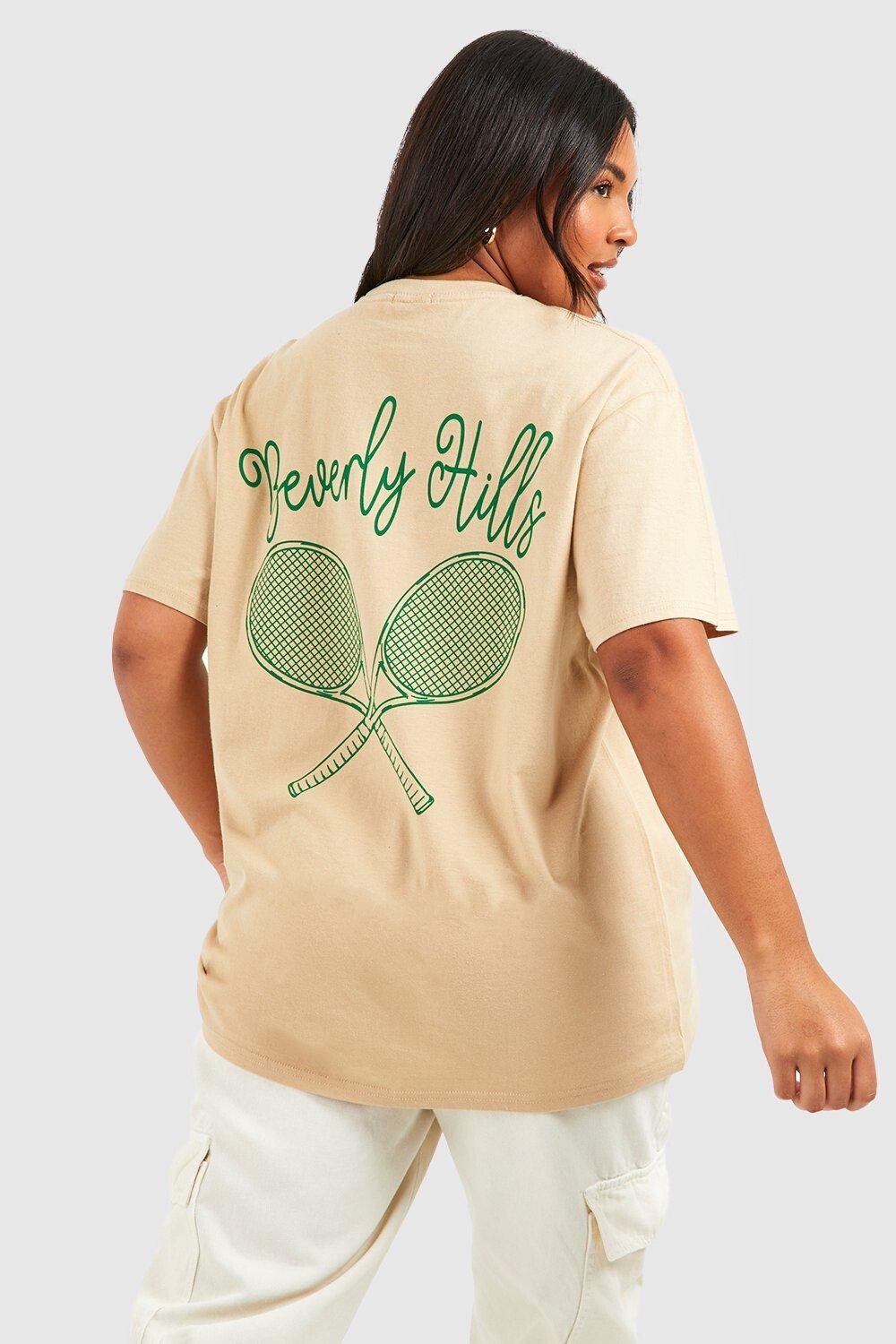 

Теннисная футболка оверсайз plus beverley hills Boohoo, бежевый