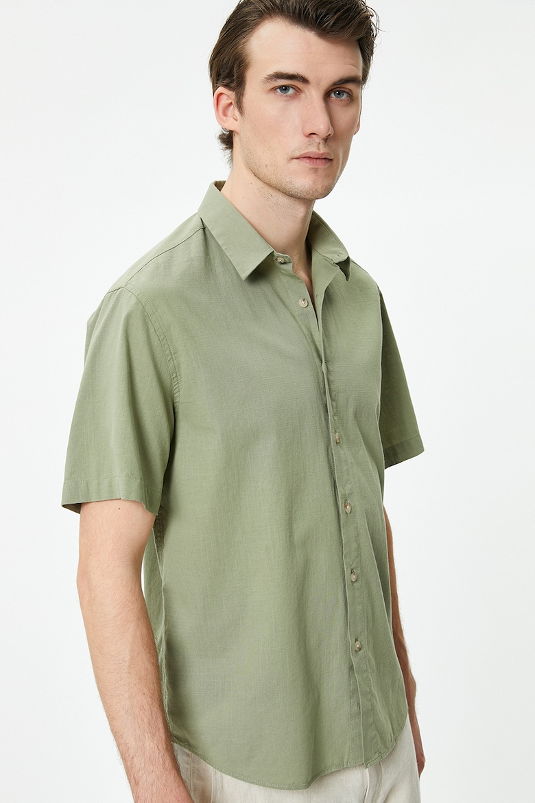 Хлопковая рубашка с короткими рукавами Koton, зеленый
