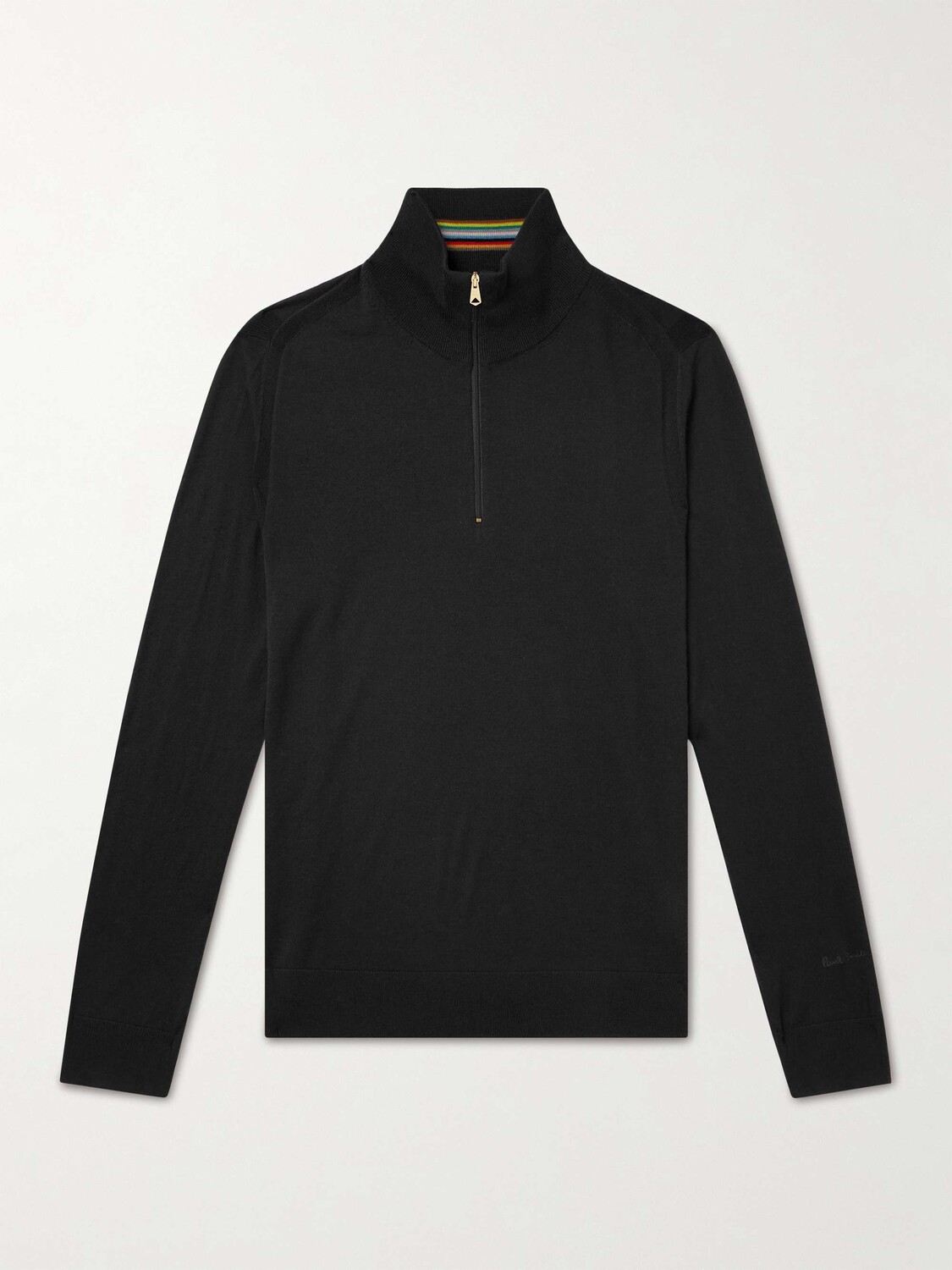 

Свитер узкого кроя из шерсти мериноса с молнией до половины PAUL SMITH, коричневый