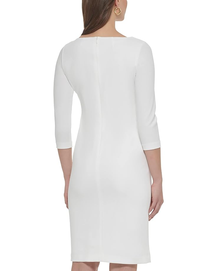 

Платье Calvin Klein 3/4 Sleeve Scuba Crepe Sheath Dress with Asymmetrical Neckline & Slit, кремовый, Бежевый