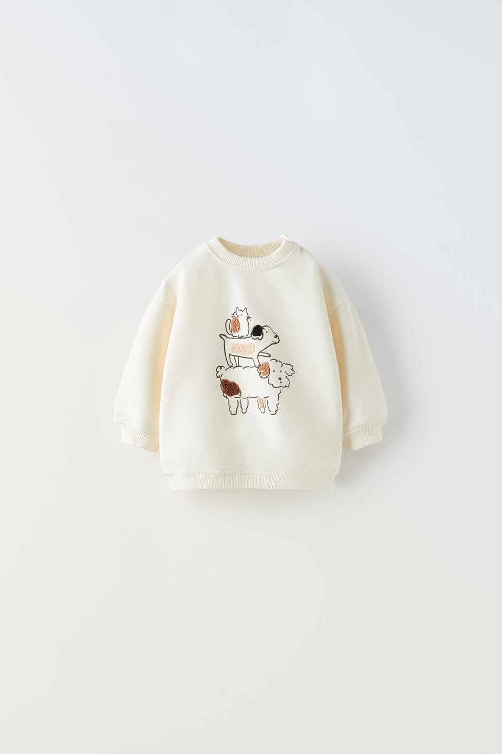 

Свитшот с принтом собаки ZARA, светлый экрю
