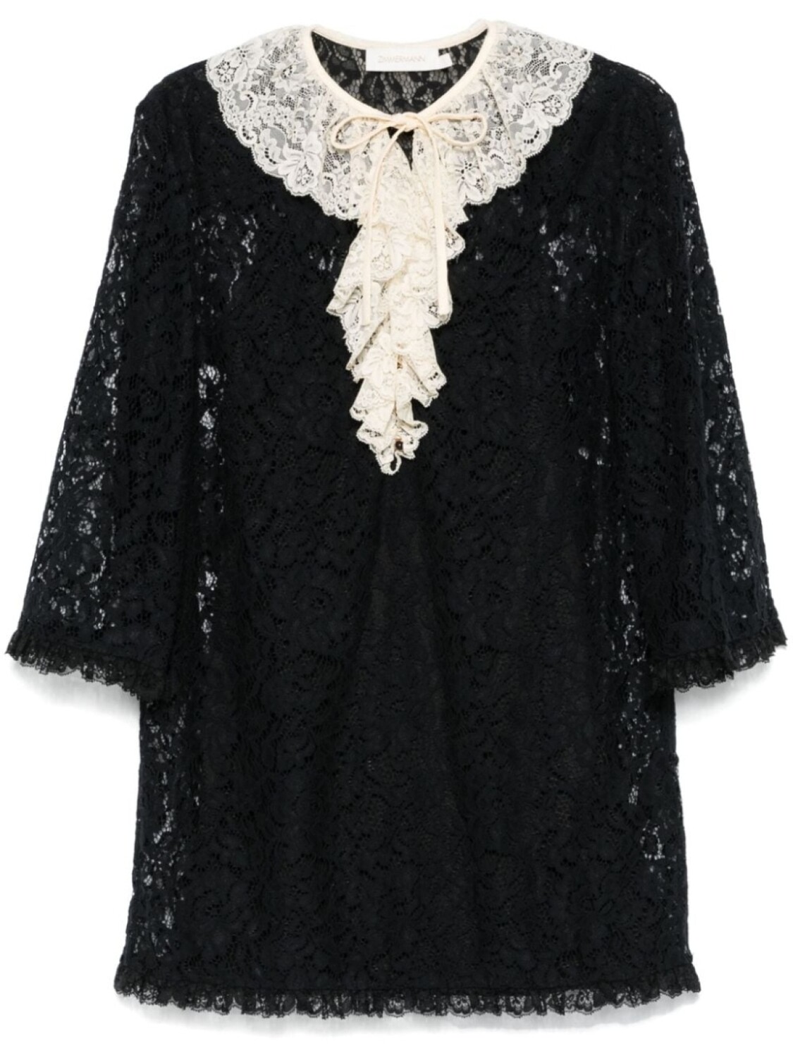 

ZIMMERMANN платье мини Eden Lace Frill, черный