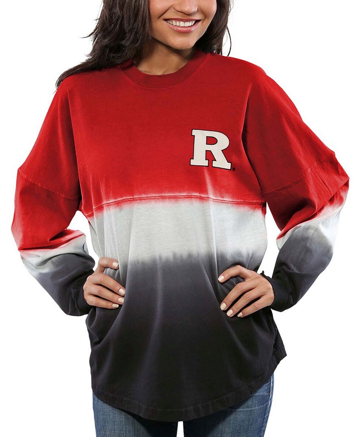 

Женские брюки Scarlet Rutgers Scarlet Knights, окрашенные погружением с длинными рукавами и омбре Spirit Jersey