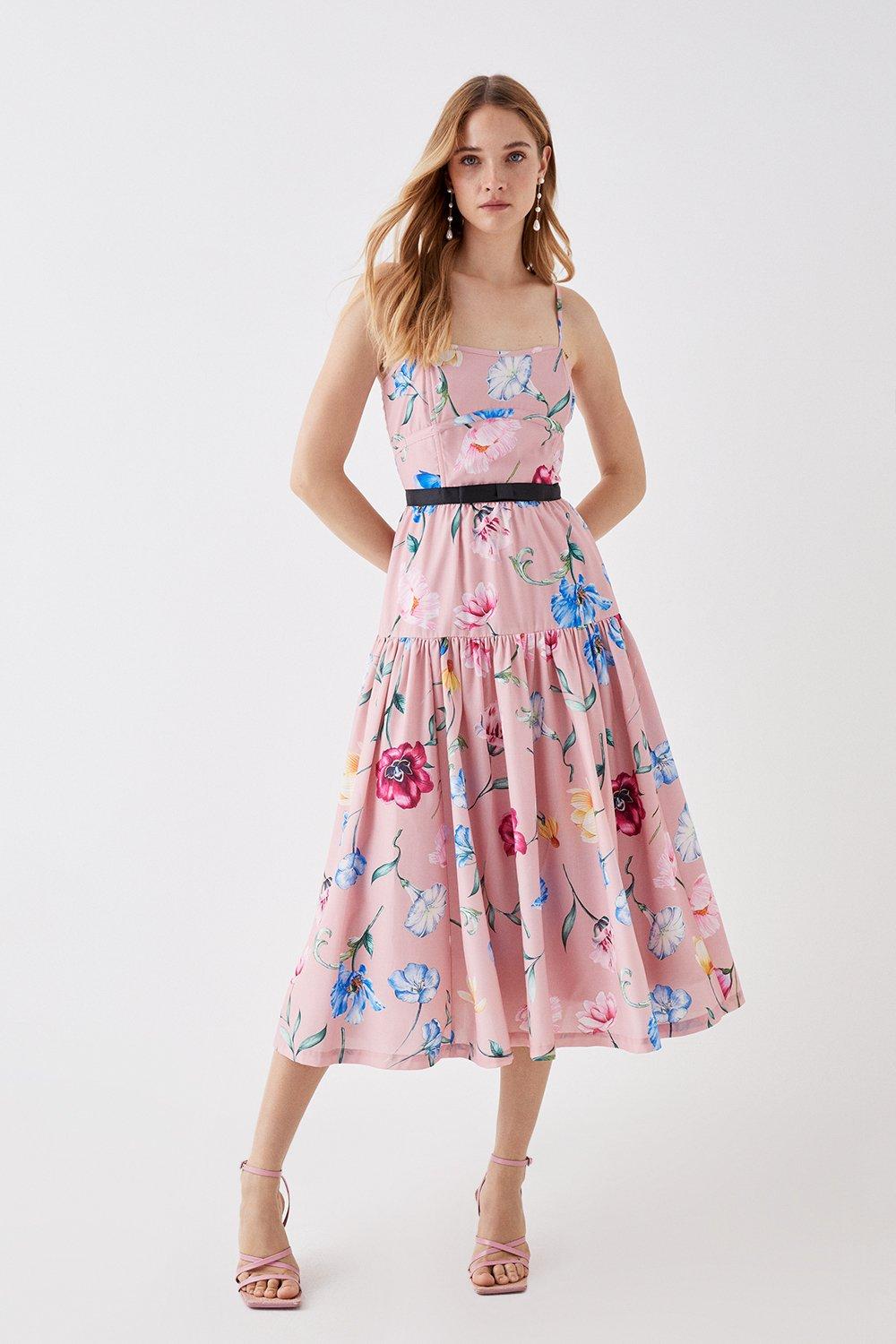 Хлопковое платье миди на бретелях The Collector Coast, розовый платье миди с цветами 42 44 размер