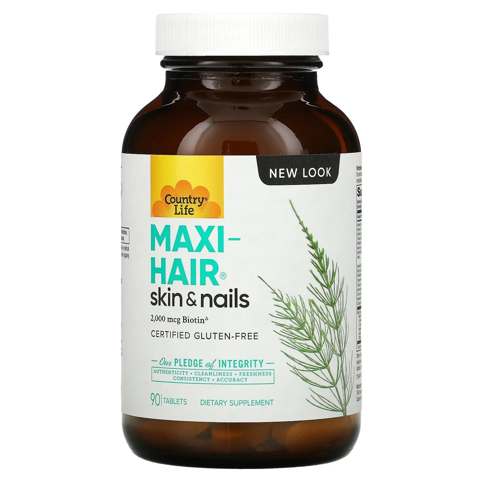 Country Life Maxi-Hair 90 таблеток country life maxi hair для кожи и ногтей 60 таблеток