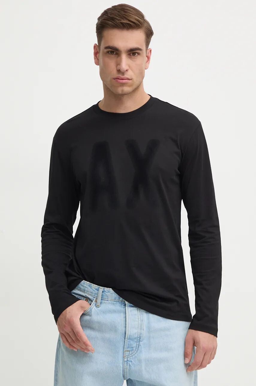

Хлопковый топ Armani Exchange с длинными рукавами, черный