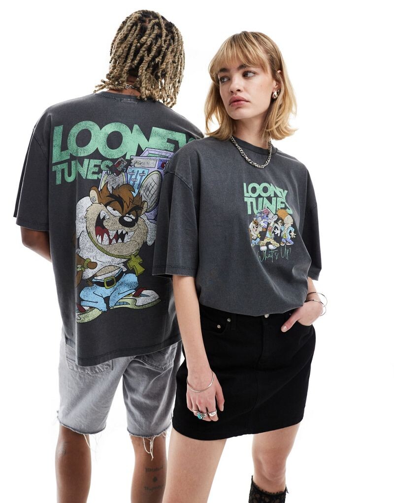 

Черная футболка оверсайз с принтом Looney Tunes ASOS DESIGN унисекс