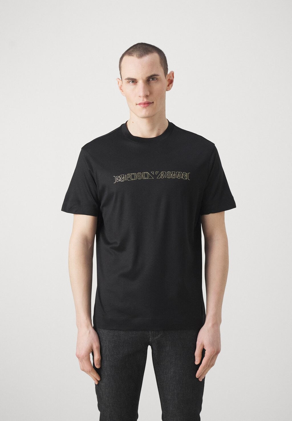 

Футболка с принтом Emporio Armani, черная, Черный