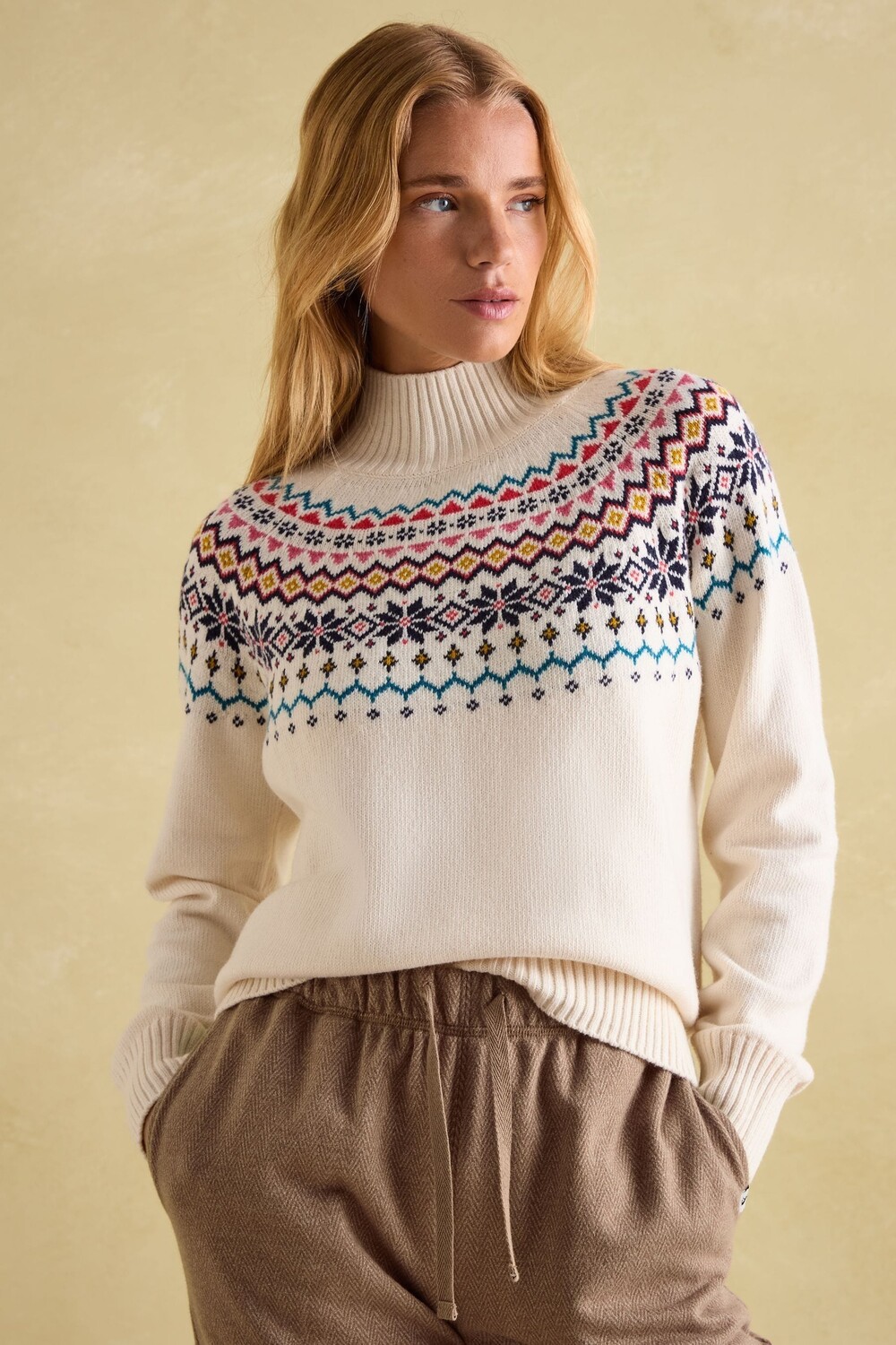 

Джемпер Alba fair isle Joules, бежевый