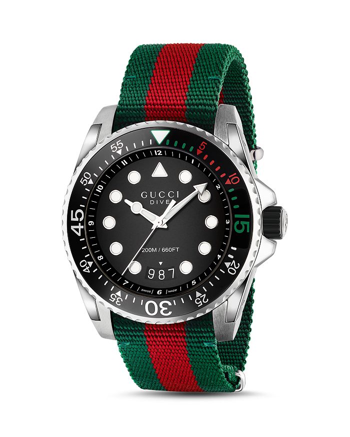 Часы Gucci для дайвинга, 45 мм фляга 0 6 green cycle dot с большим соском red nipple black cap red bottle