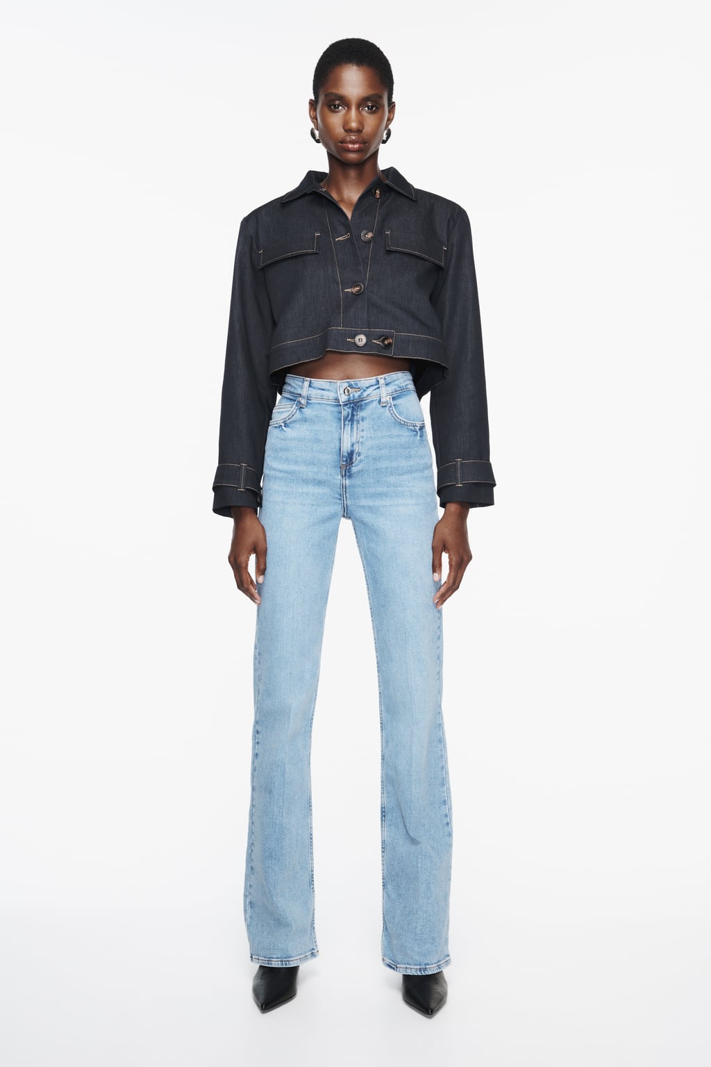 

Расклешенные джинсы с высокой талией Z1975 ZARA, синий