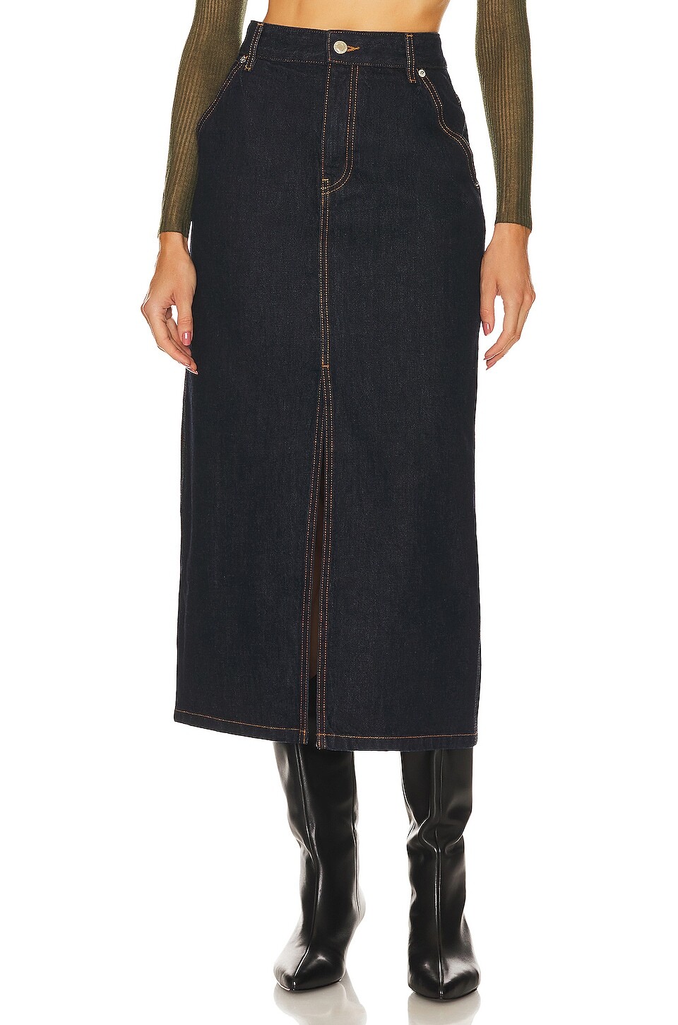 

Юбка миди Helmut Lang Slit, цвет Indigo Rinse