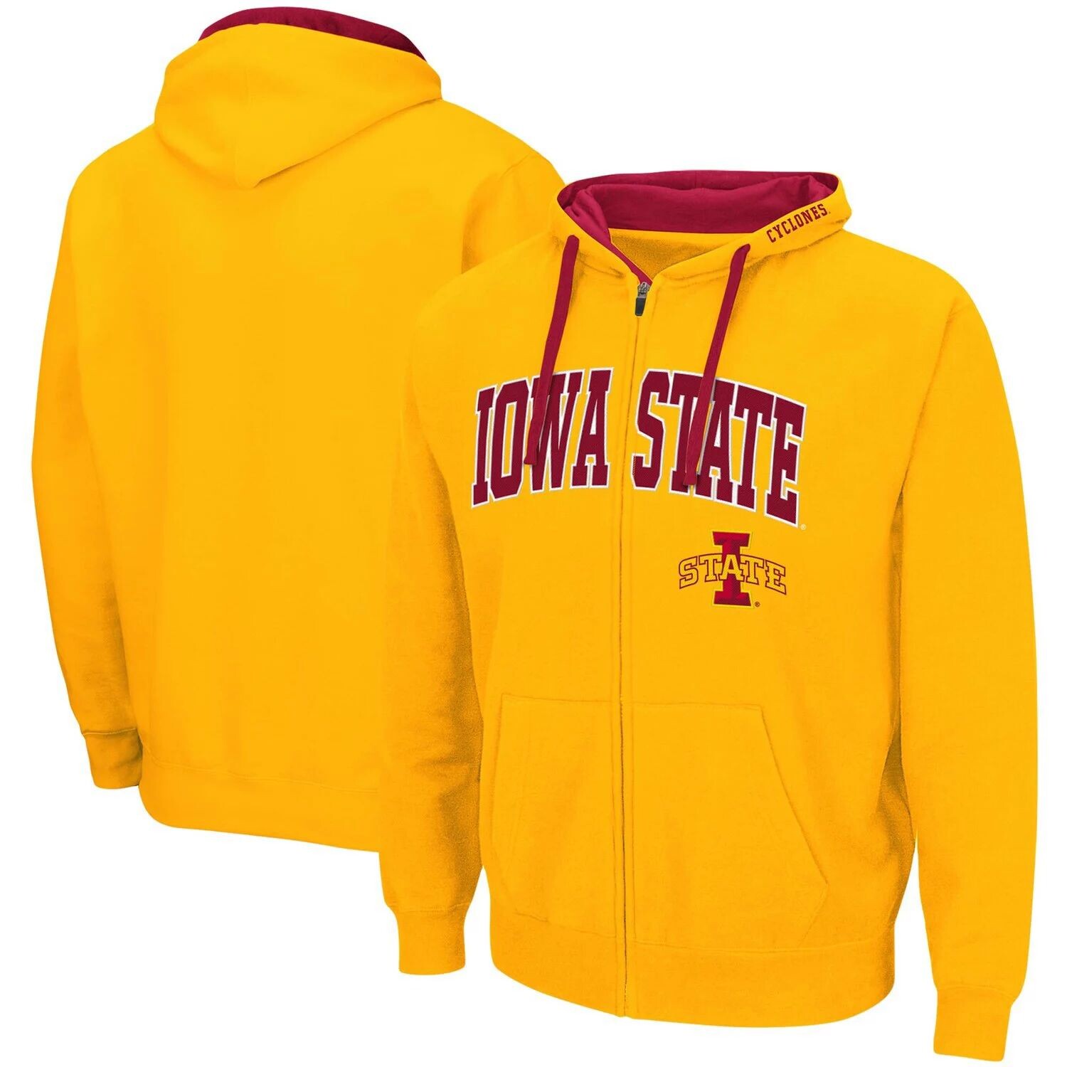 

Мужская толстовка с молнией во всю длину Colosseum Gold Iowa State Cyclones Arch & Logo 2.0