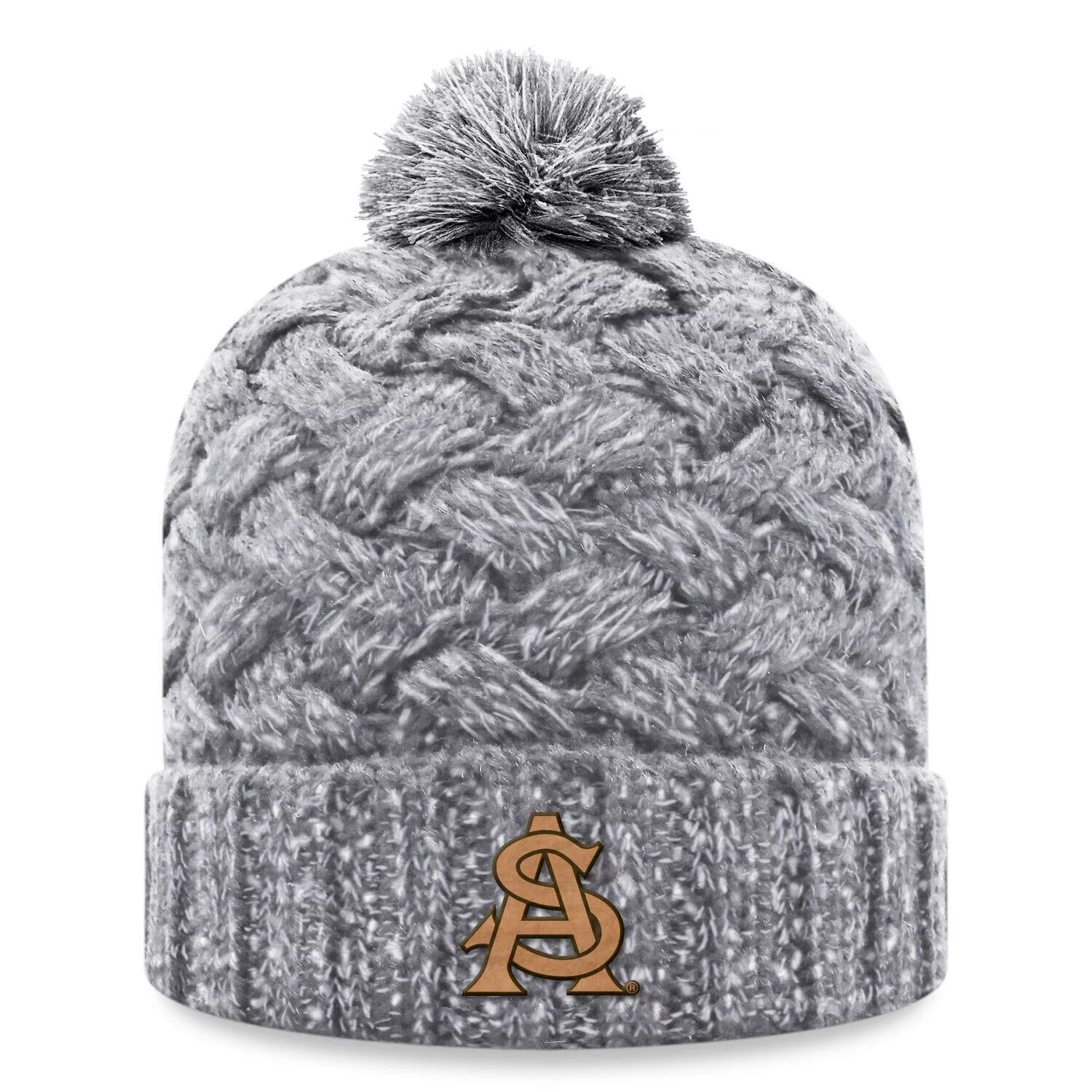 

Женская вязаная шапка с манжетами и помпоном Top of the World Heather Grey Arizona State Sun Devils Arctic