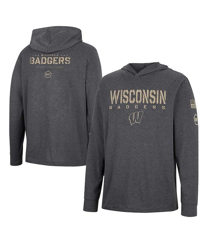 

Мужская темно-серая толстовка с длинным рукавом и принтом в стиле милитари Wisconsin Badgers Team OHT Colosseum, серый
