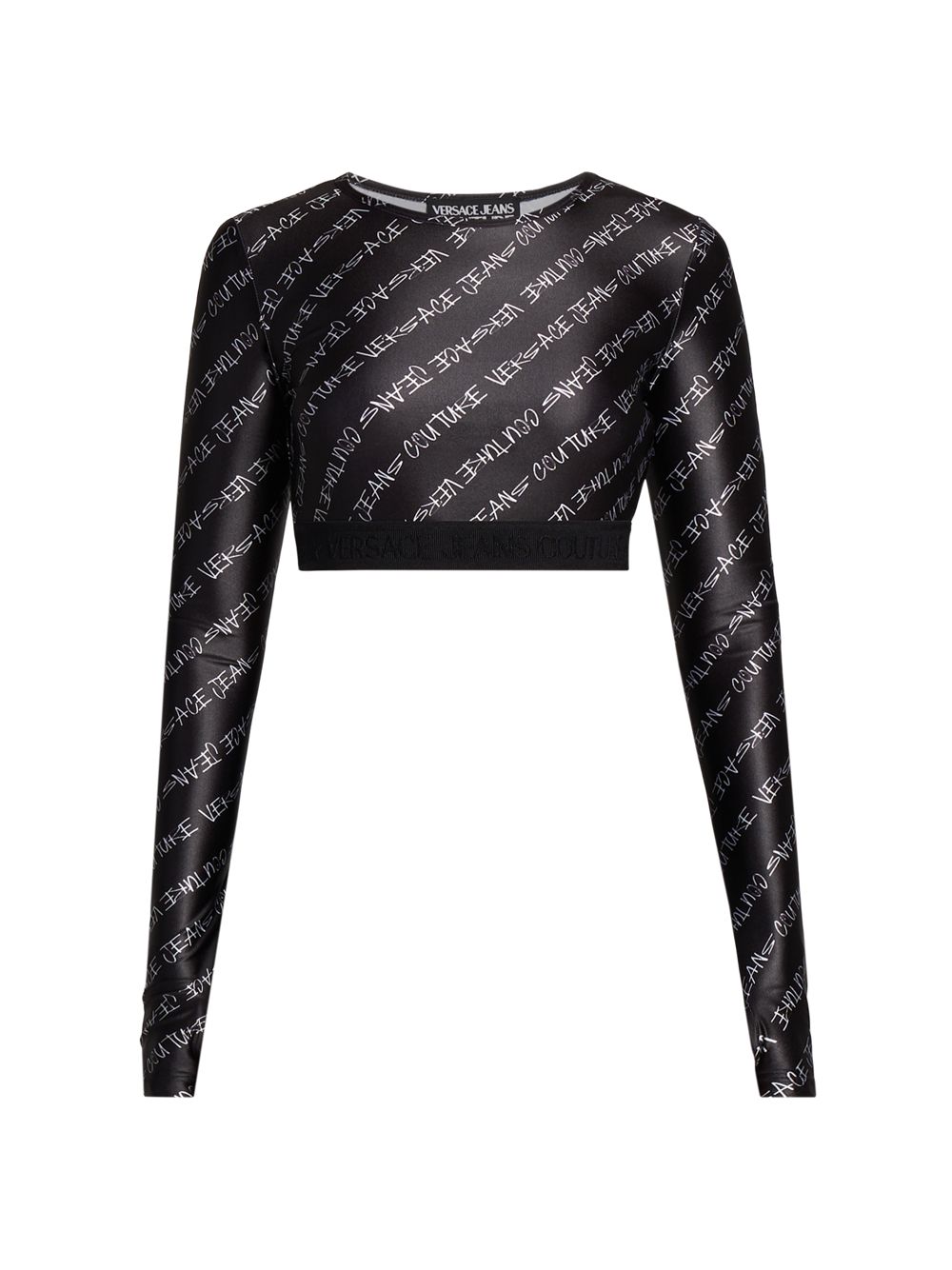 Укороченный топ с фирменным логотипом Versace Jeans Couture, черный