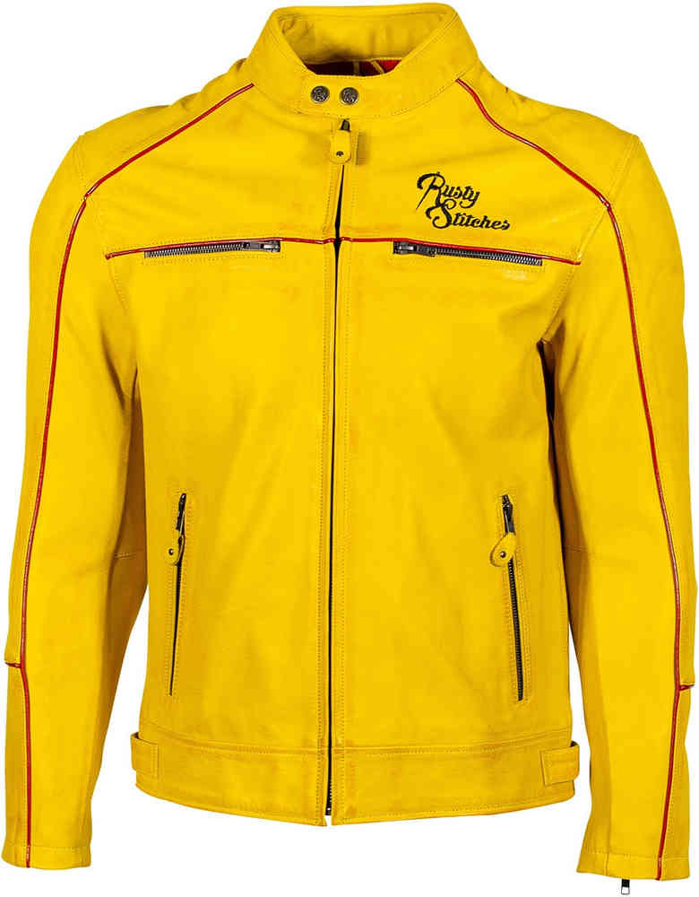 Мотоциклетная кожаная куртка Chase Rusty Stitches, желтый/черный