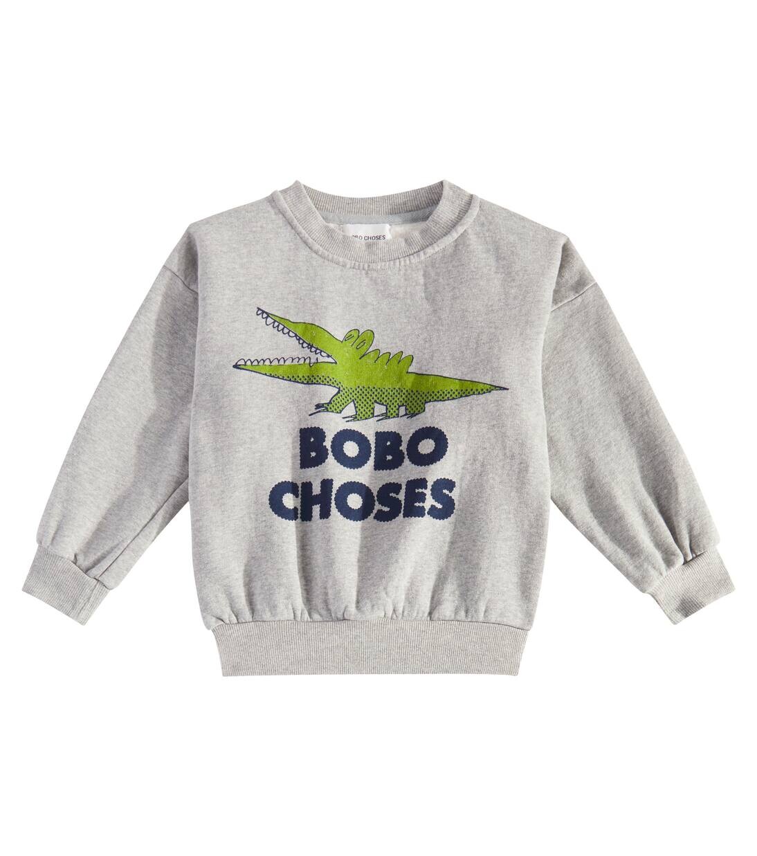 

Свитшот из хлопкового джерси с принтом «Говорящий крокодил» Bobo Choses, серый
