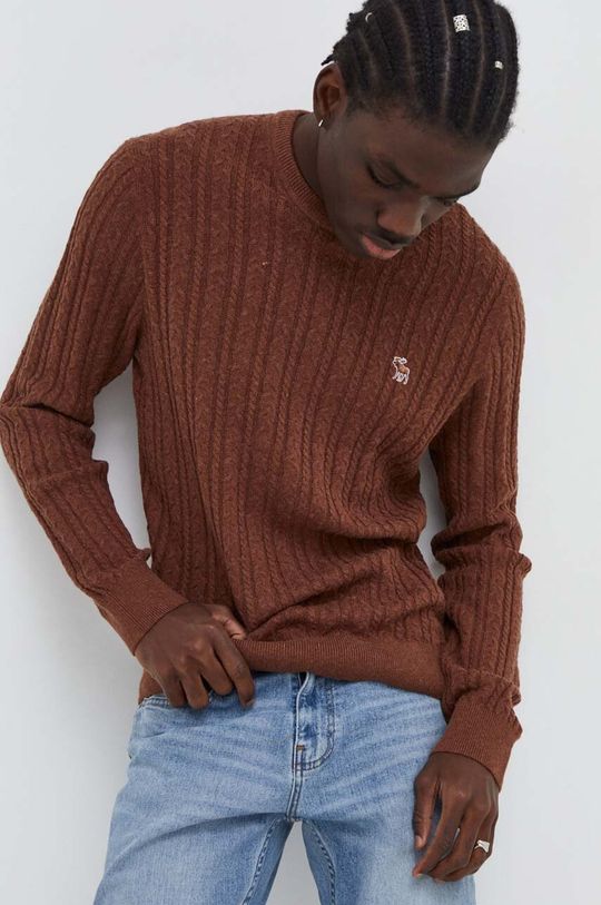 Свитер из смесовой шерсти Abercrombie & Fitch, коричневый свитер из смесовой шерсти и флиса на шнуровке bode коричневый