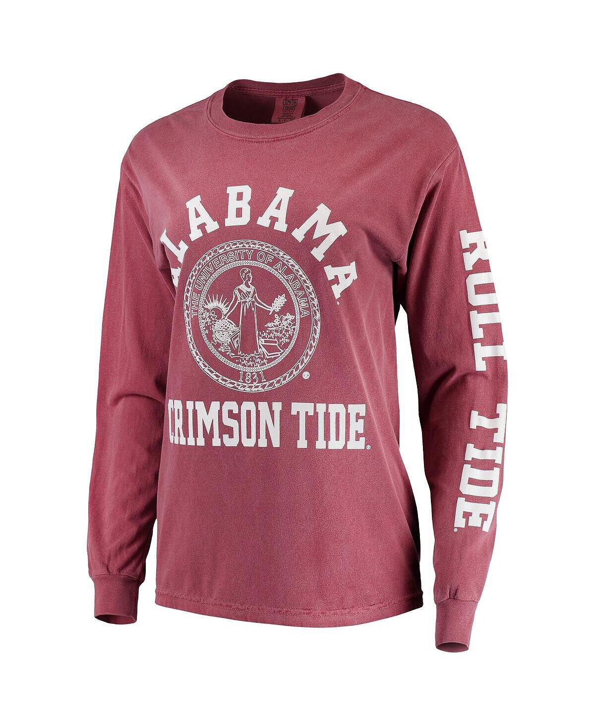 

Женская футболка Crimson Alabama Crimson Tide Oversized Comfort Colors University Seal с длинным рукавом Summit Sportswear