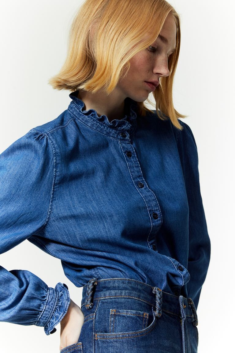 

Джинсовая блузка с рюшами H&M