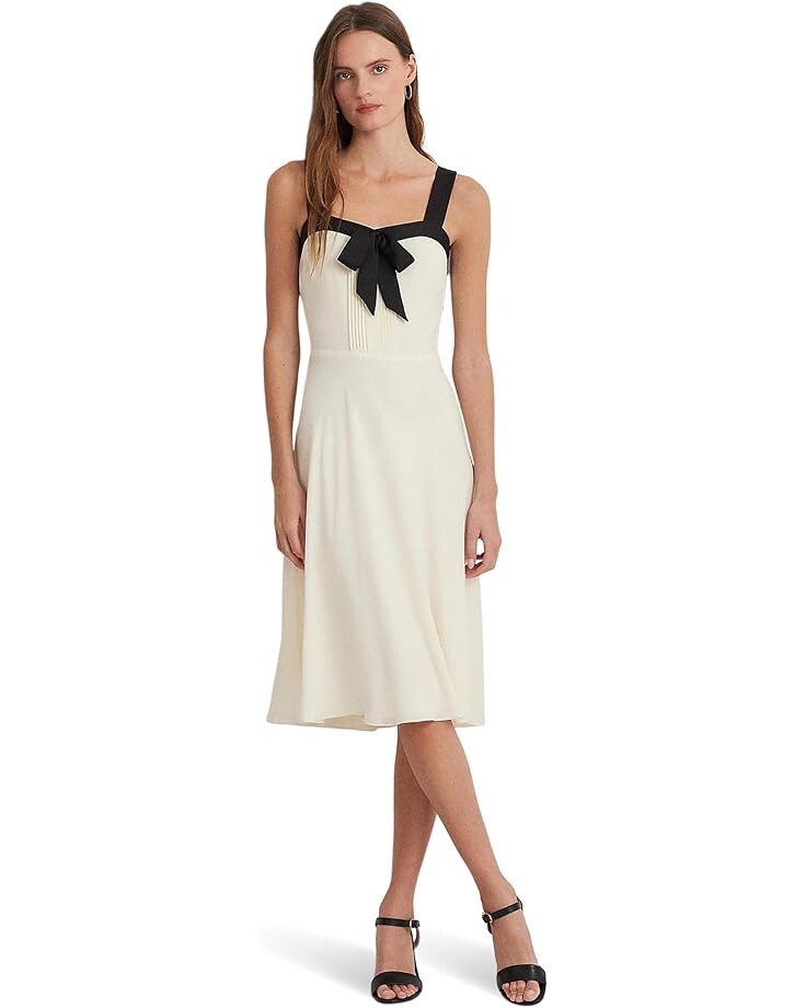 

Платье LAUREN Ralph Lauren Two-Tone Georgette Sleeveless, цвет Mascarpone Cream/Black