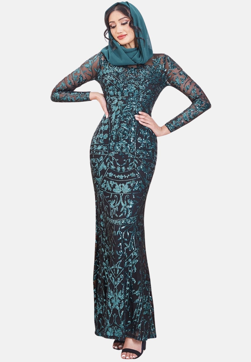 

Одежда для торжеств SEQUIN EMBROIDERED Goddiva, темно-зеленый