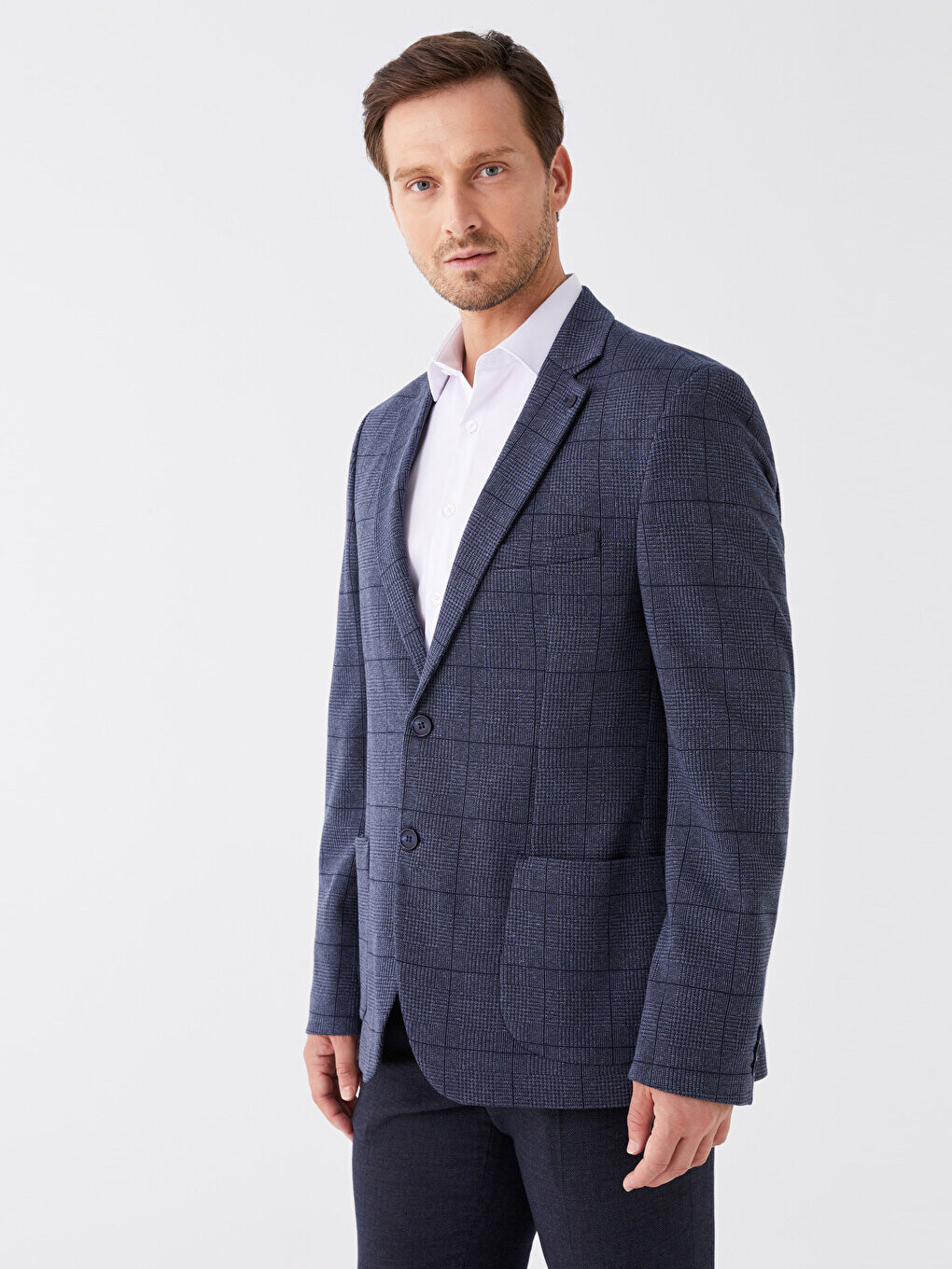 

Мужской пиджак Slim Fit LCWAIKIKI Formal, темно-синий плед