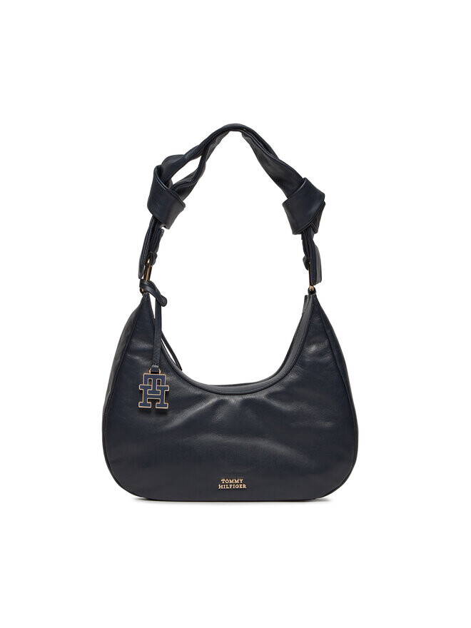 

Классическая сумка Pushlock Leather Hobo Tommy Hilfiger, темно-синий