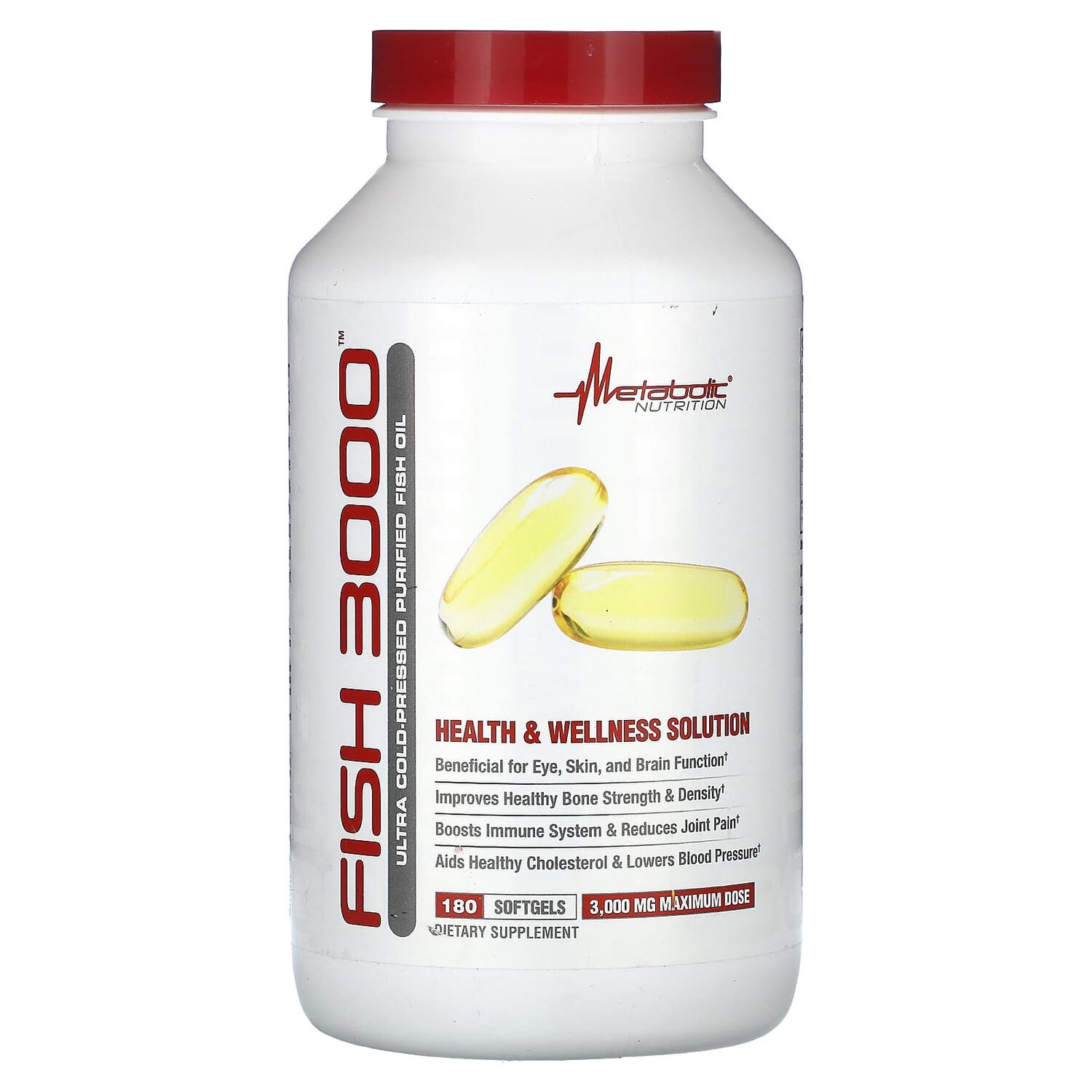 

Fish 3000, 1000 мг, 180 капсул, Metabolic Nutrition